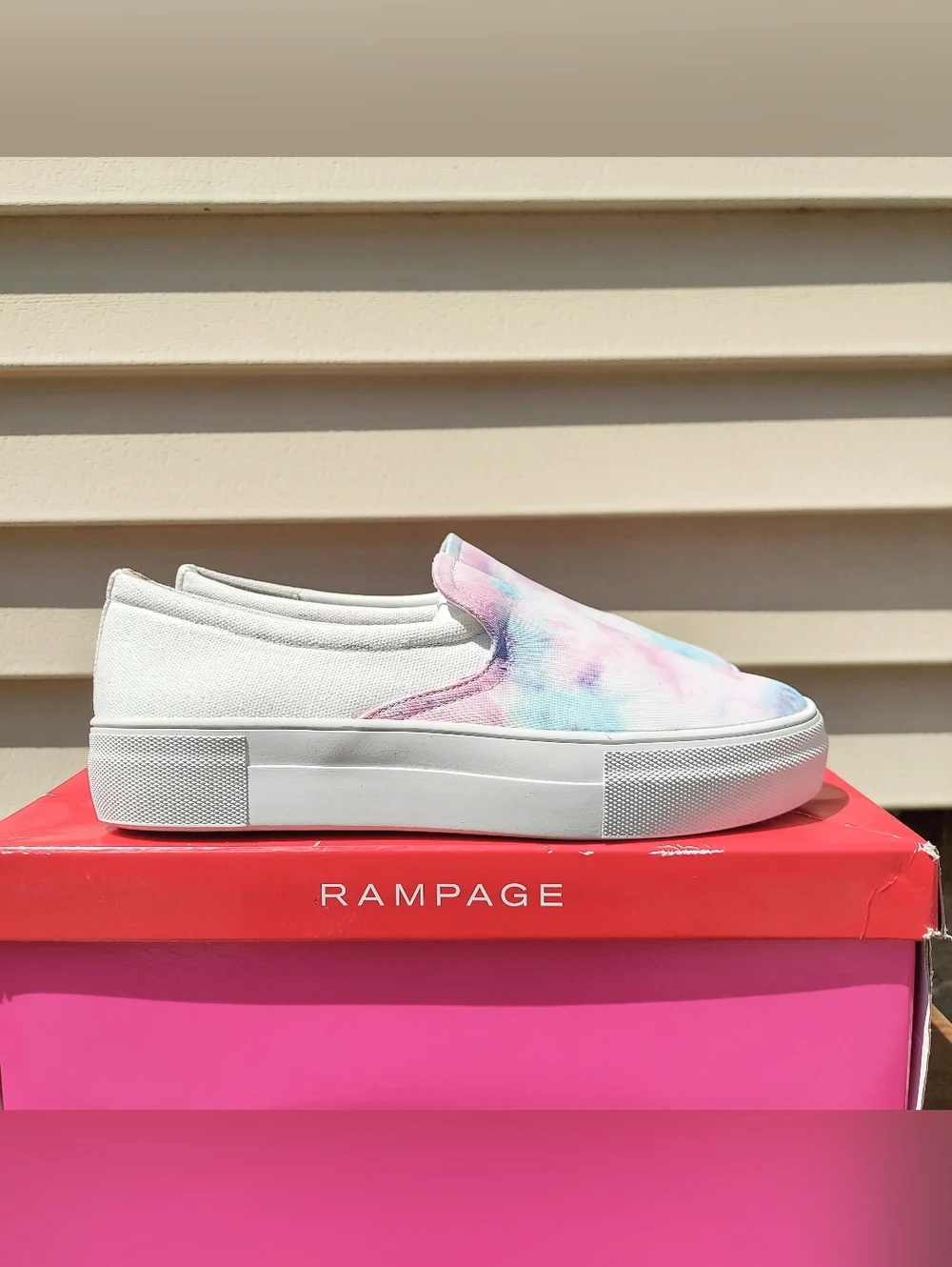 Rampage Korie Pastel Tie Die Platform Slip-On Sneakers Women's Size 6 Y2K Preppy